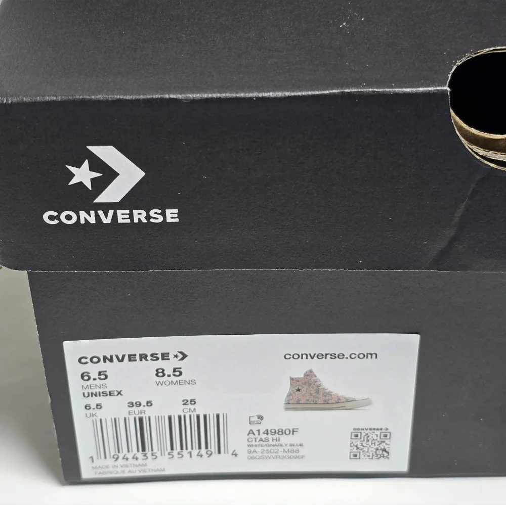 Converse Chuck Taylor All Star Floral High Top Sneakers Womens 8.5 Pink Blue NWT - Picture 3 of 8